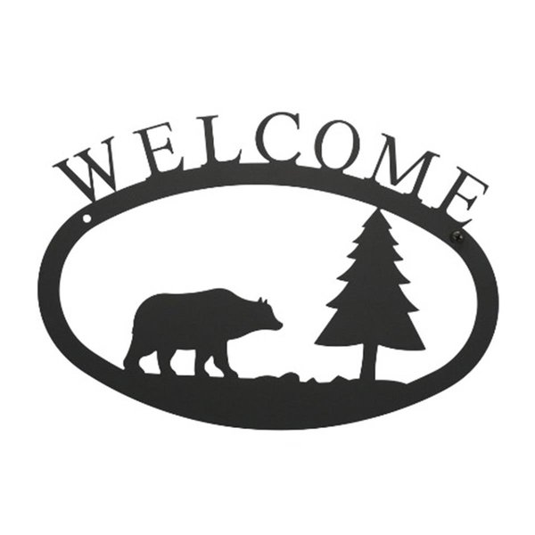 Village Wrought Iron Small Welcome Sign-Plaque - Bear and Pine Tree VI599071
